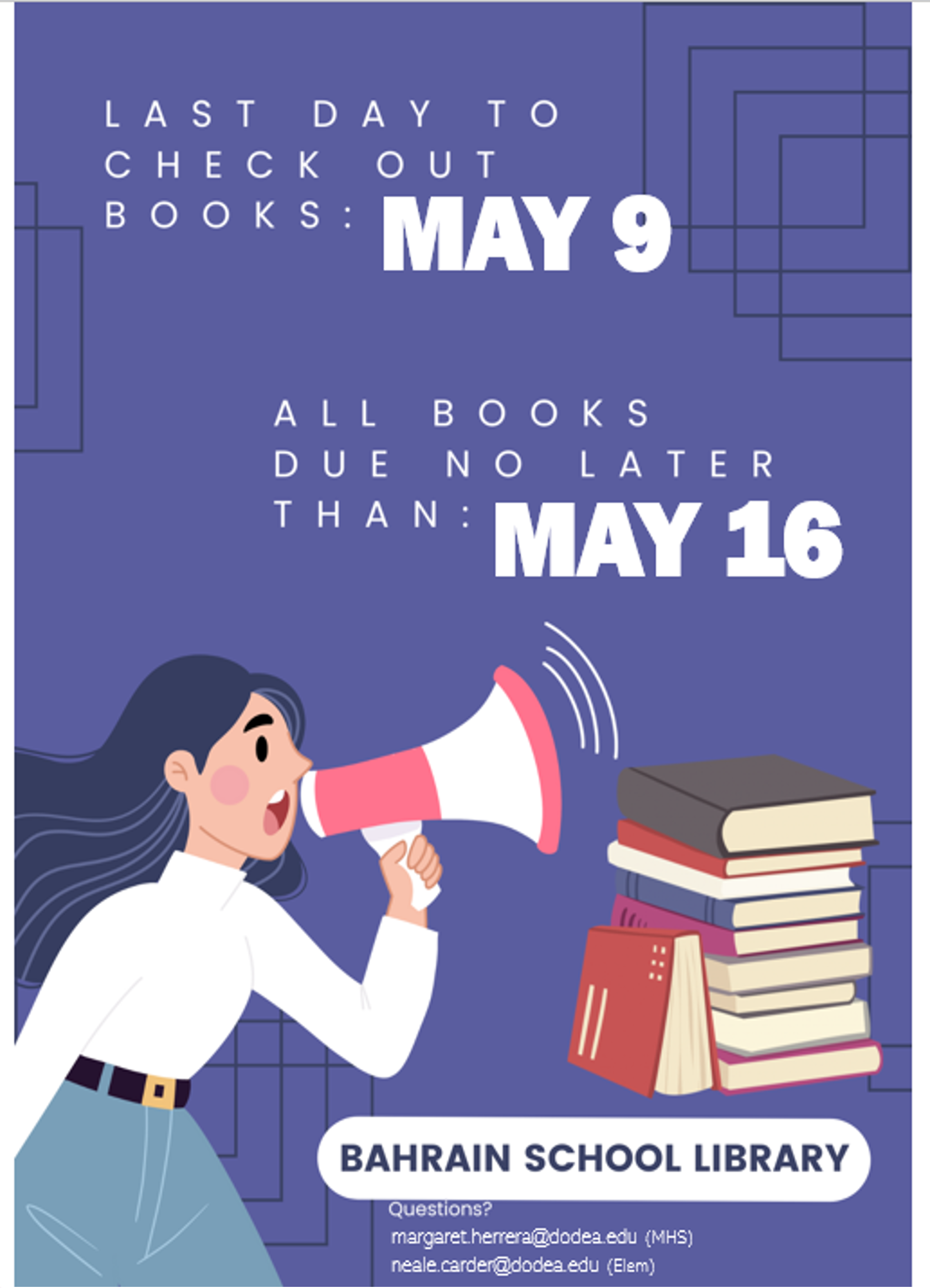Last Day to Check Out Books Flyer